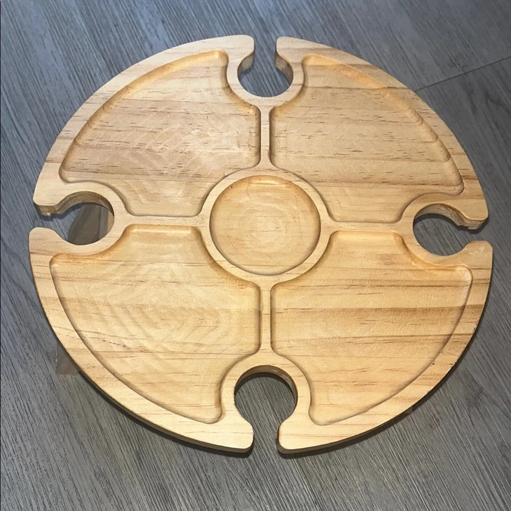 Natural Wood Wine and Snack Table